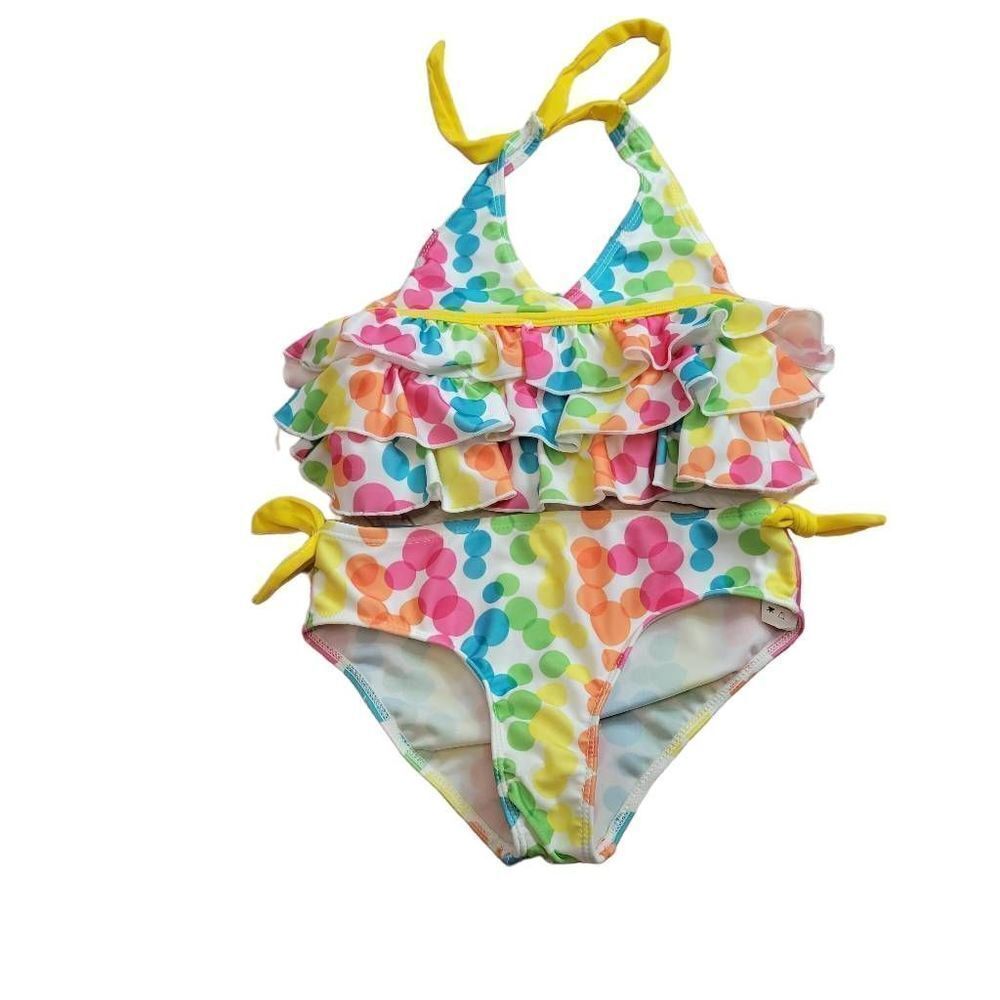 Kids Headquarters rainbow polka dot tankini 4T